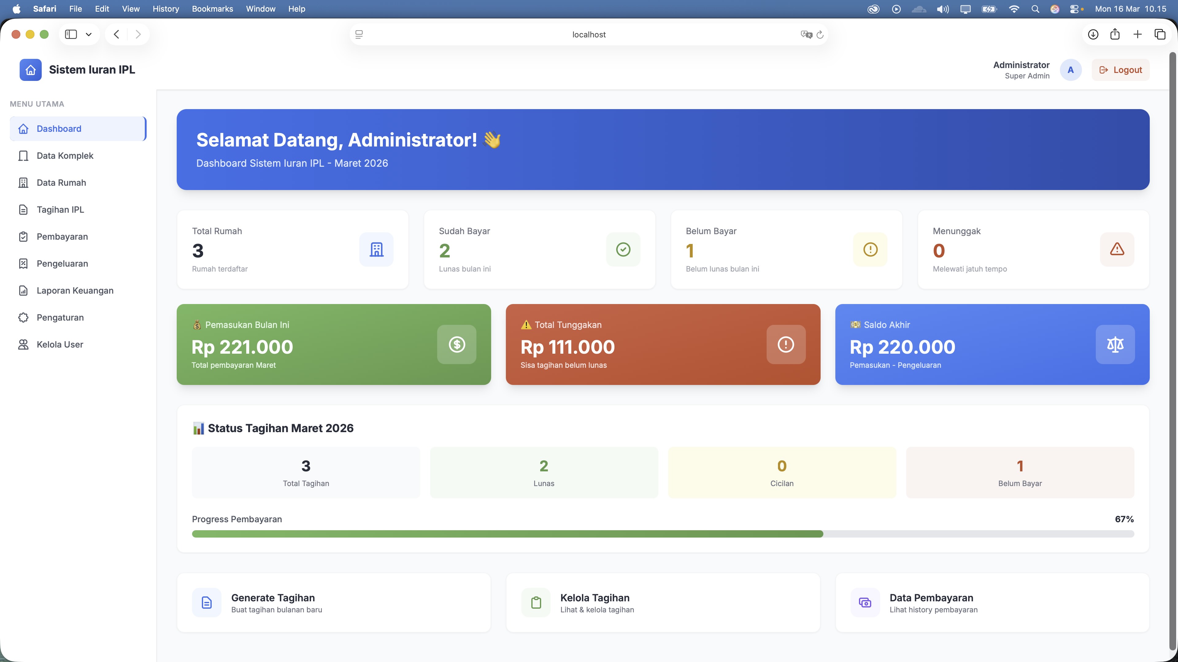Sistem Pencatatan Keuangan Komplek